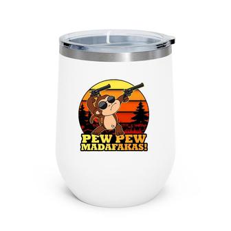 Vintage Pew Pew Mada-Fakas, Crazy Pew Pew Monkey Madafakas Wine Tumbler | Mazezy