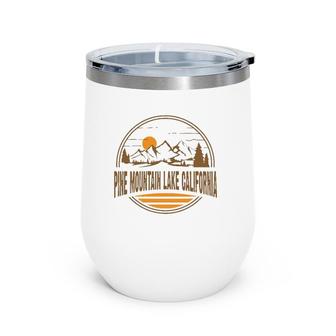 Vintage Pine Mountain Lake California Mountain Hiking Print Pullover Wine Tumbler | Mazezy