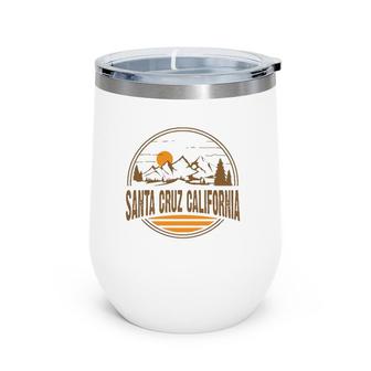 Vintage Santa Cruz California Mountain Hiking Souvenir Print Wine Tumbler | Mazezy
