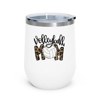 Volleyball Mom Leopard Funny Ball Mom Mother's Day Gift Wine Tumbler | Mazezy