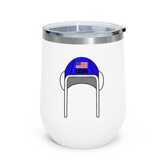 Water Polo Cap With Usa Flag Gift Idea Player And Trainer Wine Tumbler | Mazezy CA