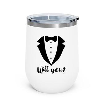 Will You Marry Me Sign Funny Gay Marriage Proposal Man Gift Wine Tumbler | Mazezy
