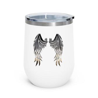 Wings Of An Angel On Back Wine Tumbler | Mazezy