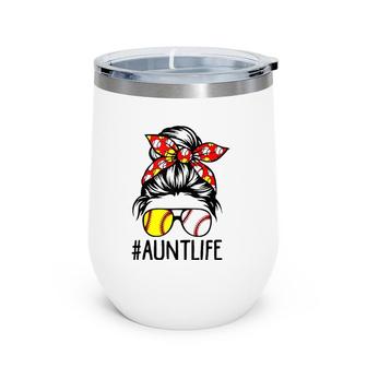 Womens Aunt Life Softball Baseball Funny Mother's Day Wine Tumbler | Mazezy
