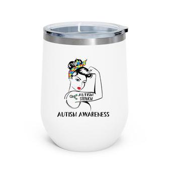Womens Autism Stepmom Awareness Women Gifts For Mother Day Wine Tumbler | Mazezy