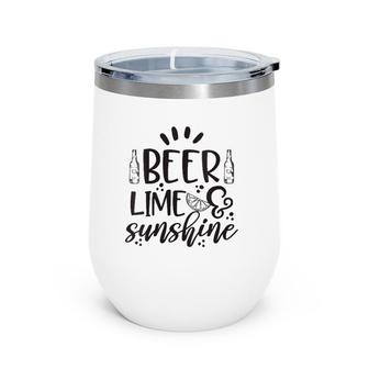 Womens Beer Lime & Sunshine Summer Drinking Wine Tumbler | Mazezy