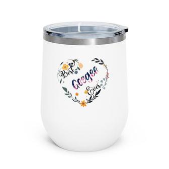 Womens Best Geegee Ever Flower Blessed Grandma Mother's Day Gift V-Neck Wine Tumbler | Mazezy
