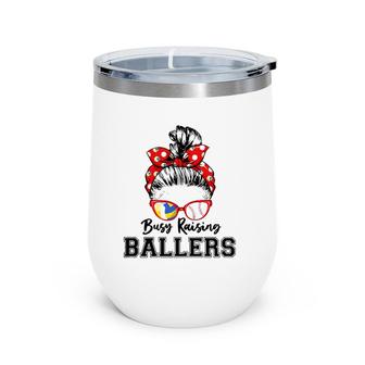 Womens Busy Raising Ballers Classy Volleyball And Baseball Lover Wine Tumbler | Mazezy