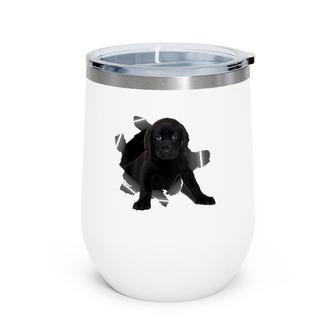 Womens Cute Black Lab Torn Cloth Black Lab Lover Dog Owner Puppy Wine Tumbler | Mazezy