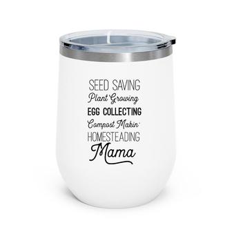 Womens Cute Homestead Mama V-Neck Wine Tumbler | Mazezy