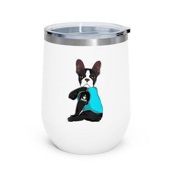 Womens Funny Boston Terrier I Love Mom Apparel Dog Mom Gifts Womens V-Neck Wine Tumbler | Mazezy