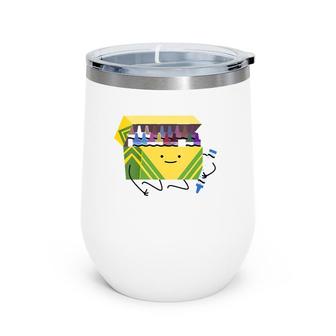 Womens Funny Good Boys Crayon Box Smile Teacher Gift V-Neck Wine Tumbler | Mazezy