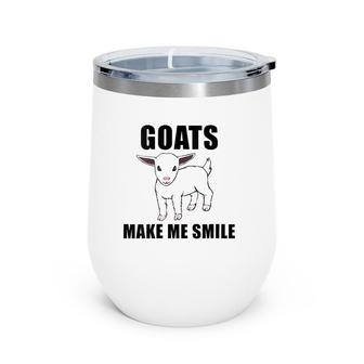 Womens Funny Little Goat Smiling Cute Goat Wine Tumbler | Mazezy