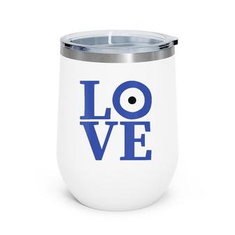 Womens Greek Pride Love Gift Evil Eye Greece Flag Colors Wine Tumbler | Mazezy