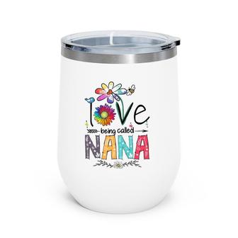 Womens I Love Being Called Nana Daisy Flower Cute Mother's Day V-Neck Wine Tumbler | Mazezy