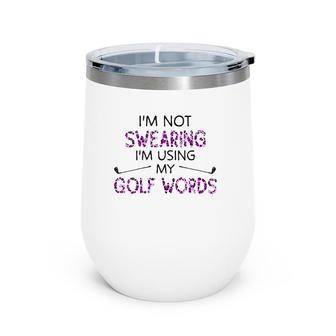 Womens I'm Not Swearing I'm Using My Golf Words Purple Leopard V-Neck Wine Tumbler | Mazezy