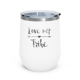 Womens Love My Tribe Mom Bride Team Reunion Gift Matching Set V-Neck Wine Tumbler | Mazezy