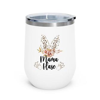 Womens Mama Rabbit Easter Bunny Floral Leo Look Outfit Gift Easter Wine Tumbler | Mazezy