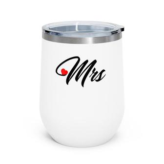 Womens Matching Mr & Mrs Married Couple Gifts Mister And Misses V-Neck Wine Tumbler | Mazezy