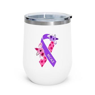 Womens Mcas Mast Cell Activation Syndrome Awareness Ribbon Pocket V-Neck Wine Tumbler | Mazezy