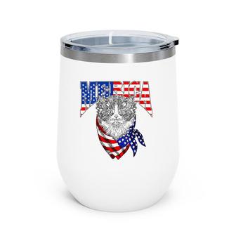 Womens Merica Cat Happy 4Th Of July American Flag Great Family Gift Wine Tumbler | Mazezy DE