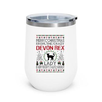 Womens Merry Christmas From Crazy Devon Rex Lady Gift Wine Tumbler | Mazezy