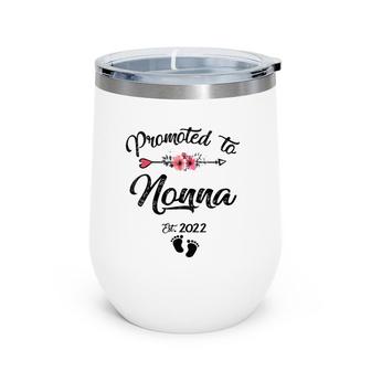 Womens Promoted To Nonna 2022 Mother's Day Pregnancy Women V-Neck Wine Tumbler | Mazezy