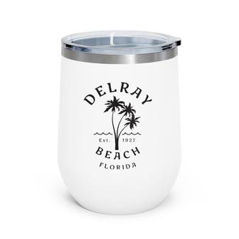Womens Retro Cool Delray Beach Fl Original Palm Tree Novelty Art Wine Tumbler | Mazezy