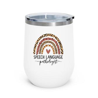 Womens Speech Language Pathologist Rainbow Speech Therapy Gift Slp V-Neck Wine Tumbler | Mazezy