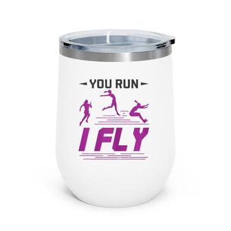 Womens Track And Field Long Jump Athlete Cool Saying Wine Tumbler | Mazezy