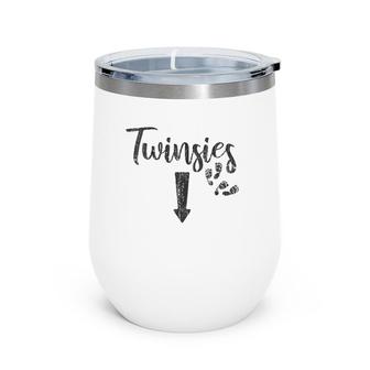 Womens Twinsies Funny Twins Pregnancy Announcement Wine Tumbler | Mazezy