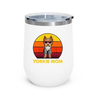 Womens Yorkie Mama Retro Vintage Yorkshire Terrier Yorkie Mom Wine Tumbler | Mazezy UK