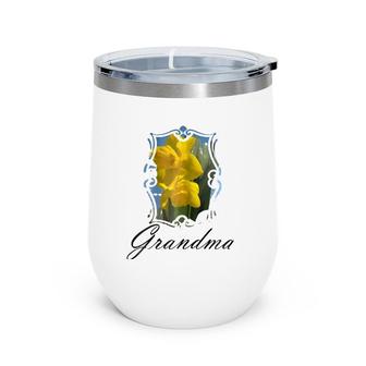 Yellow Daffodil Flower Grandma For Mothers Day Wine Tumbler | Mazezy