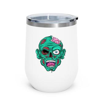Zombie Face Brain Funny Halloween Gifts Men Women Zombies Wine Tumbler | Mazezy