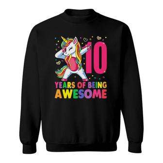 10 Years Old Unicorn Dabbing 10Th Birthday Girl Unicorn Party Sweatshirt | Mazezy