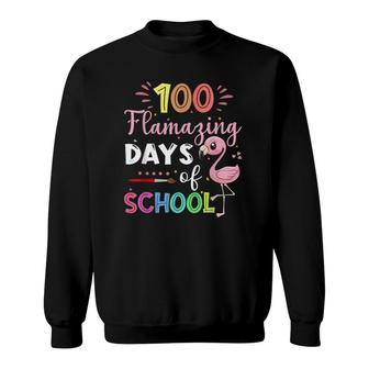 100 Amazing Days Of School Cute Flamingo Student Teacher Sweatshirt | Mazezy