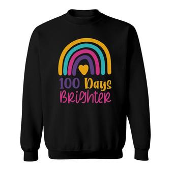 100 Days Brighter Teacher Girls 100 Days Of School Rainbow Sweatshirt | Mazezy
