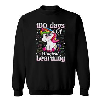 100 Days Of Magical Learning 100Th Day Of School Unicorn Kid Sweatshirt | Mazezy