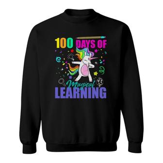 100 Days Of Magical Learning Unicorn Funny Teacher Student Sweatshirt | Mazezy