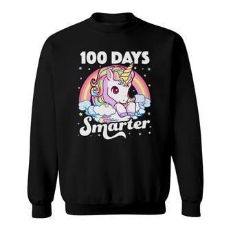100 Days Smarter Unicorn Girls Teacher 100Th Day Of School Sweatshirt | Mazezy