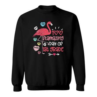 100 Flamazing Days Of 1St Grade Flamingo 100Th Day Teachers Sweatshirt | Mazezy