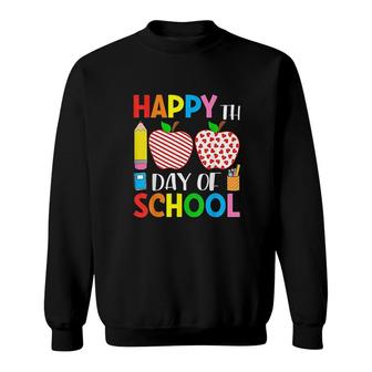 100Th Day Of School Hearts Stripes Teacher And Student Gift Sweatshirt - Thegiftio UK