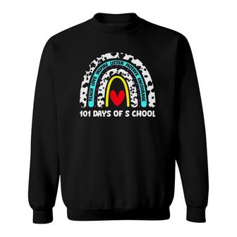 101 Days Of School Cute Dalmatian Leopard Rainbow Sweatshirt | Mazezy