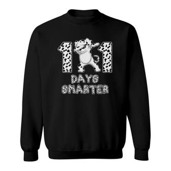 101 Days Smarter Dabbing Dalmatian Dog Teachers Sweatshirt | Mazezy