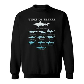 11 Types Of Sharks Marine Biology Sweatshirt | Mazezy