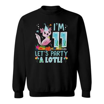 11 Years Old Axolotl Lover 11Th Birthday Party Boys Girls Sweatshirt | Mazezy