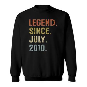 11Th Birthday Gift 11 Years Old Legend Since July 2010 Boys Sweatshirt | Mazezy
