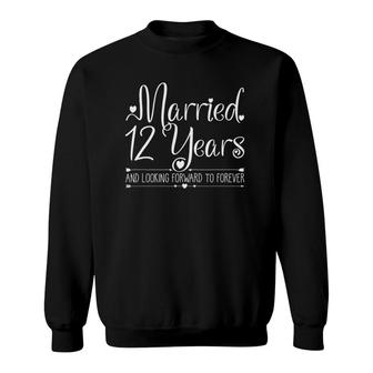 12 Years Married Wedding Anniversary Gift For Her & Couples Sweatshirt | Mazezy