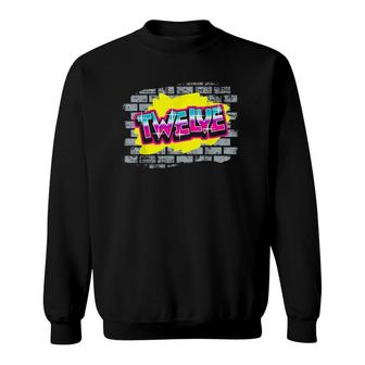 12 Years Old 12Th Birthday Graffiti Air Brick Styled Boy Girl Sweatshirt | Mazezy
