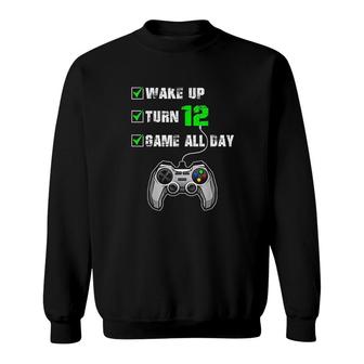 12th Birthday Gamer Level 12 Unlocked Gamer Birthday Sweatshirt - Seseable